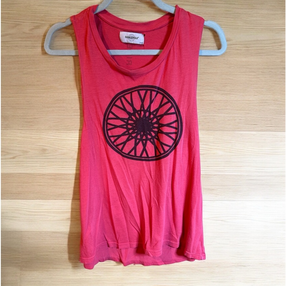 Soul Cycle Wheel pink Wrap Swing Back Open Sleeveless Tank Top small‎